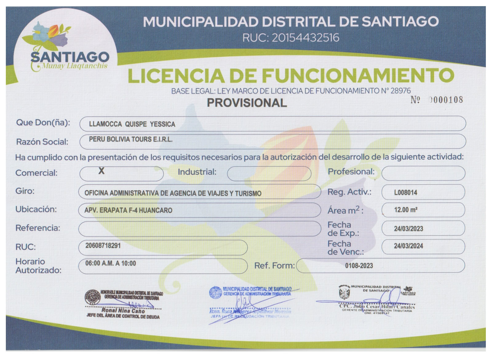 Licencia de Funcionamiento de Tour en Cusco Peru- agencia formal cusco